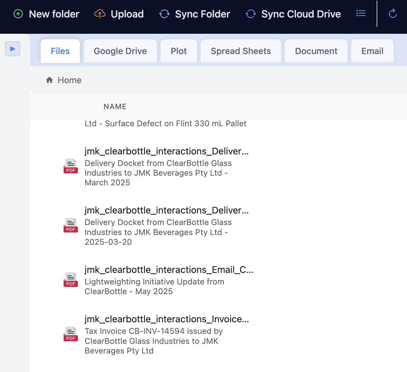 Private productivity workspace list view